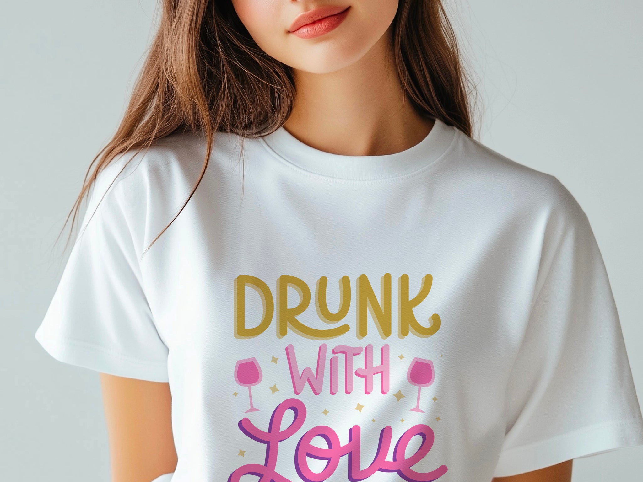 Drunk With Love T-Shirt – Funny Wedding Party Shirt – Bachelorette Drinking Tee – Matching Bridal Crew Shirt – Bride Squad Outfit