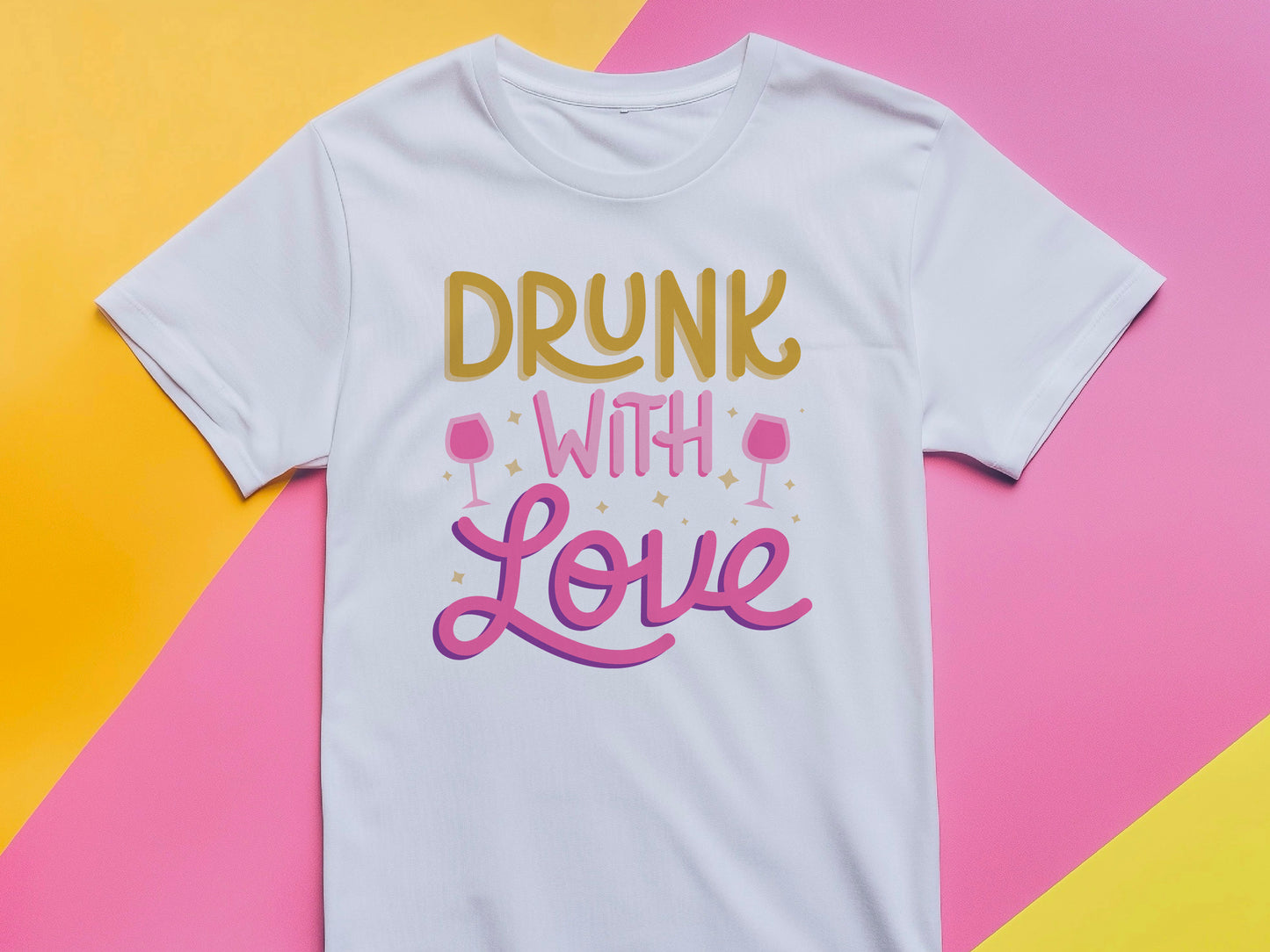 Drunk With Love T-Shirt – Funny Wedding Party Shirt – Bachelorette Drinking Tee – Matching Bridal Crew Shirt – Bride Squad Outfit
