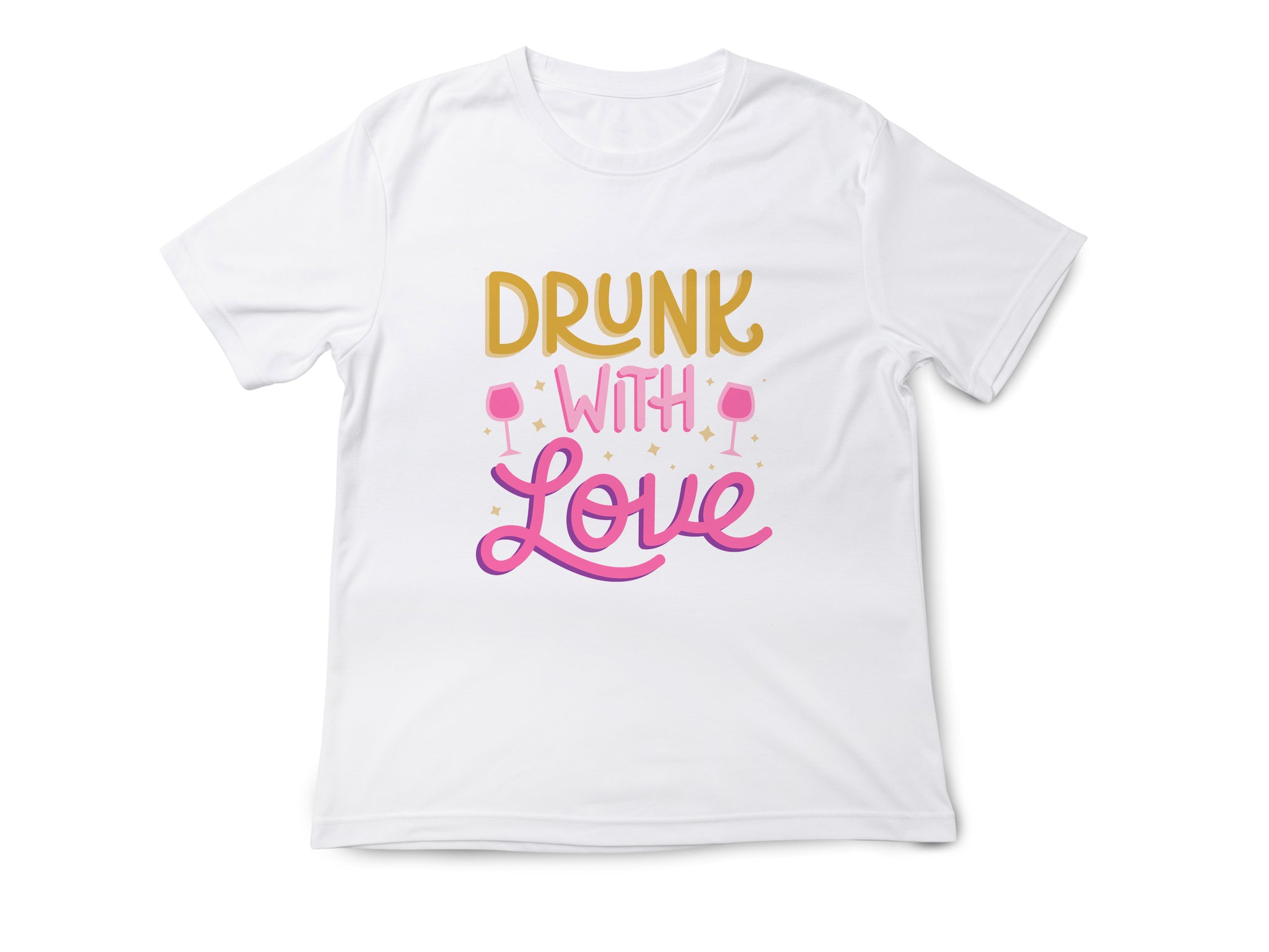 Drunk With Love T-Shirt – Funny Wedding Party Shirt – Bachelorette Drinking Tee – Matching Bridal Crew Shirt – Bride Squad Outfit
