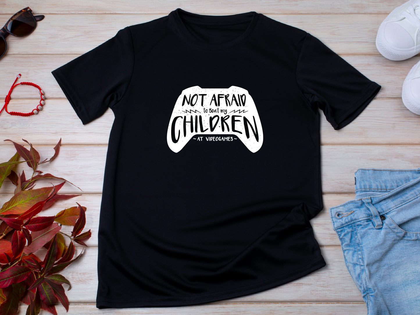 Funny Fathers Day Shirt – Not Afraid to Beat My Kids at Video Games – Gamer Dad Tee – Gift from Kids – Cool Dad Gift