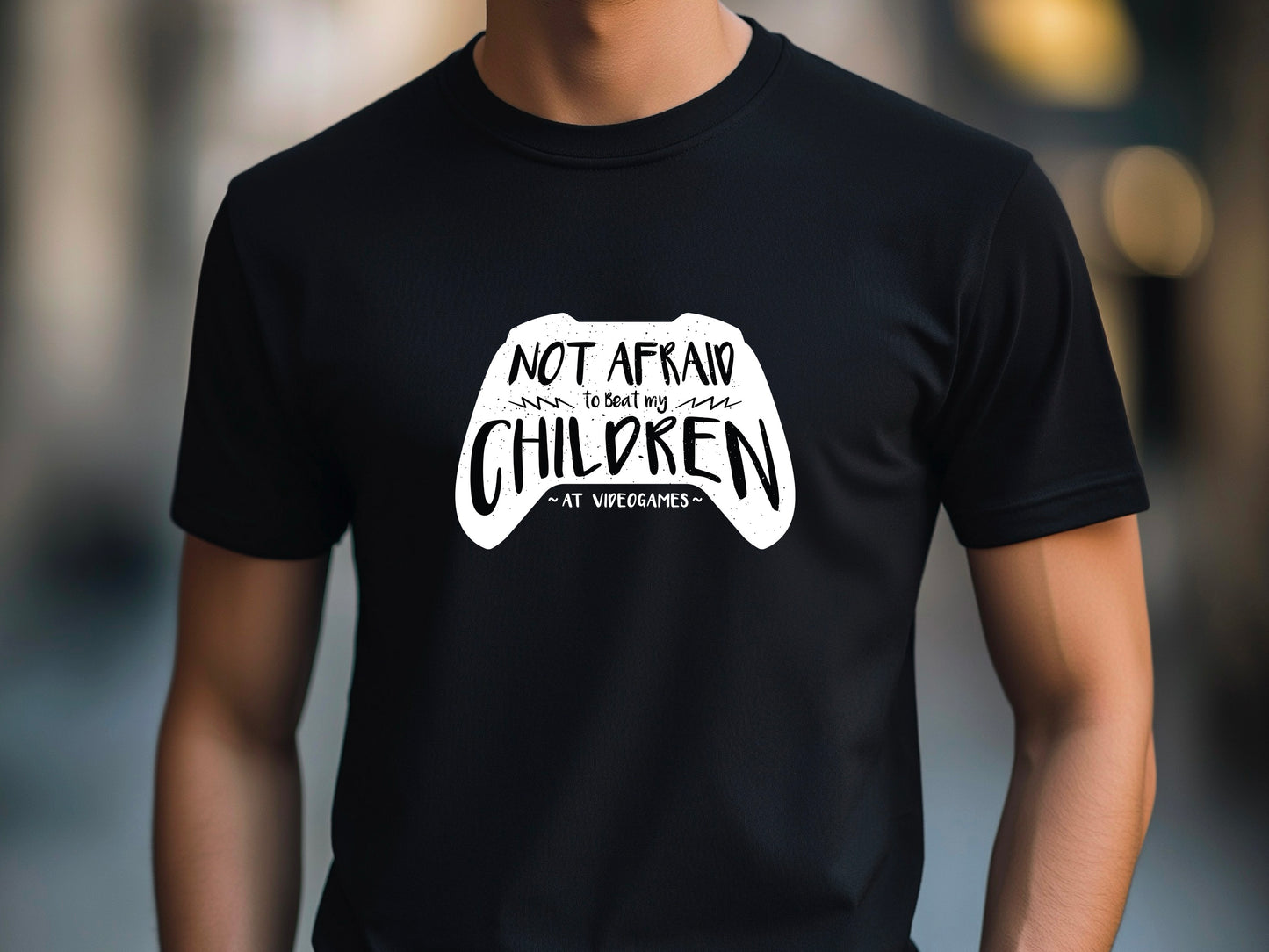 Funny Fathers Day Shirt – Not Afraid to Beat My Kids at Video Games – Gamer Dad Tee – Gift from Kids – Cool Dad Gift