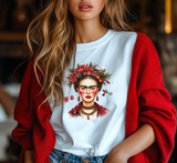 Frida Kahlo Inspired Festive Christmas T-Shirt with Unique Artistic Design