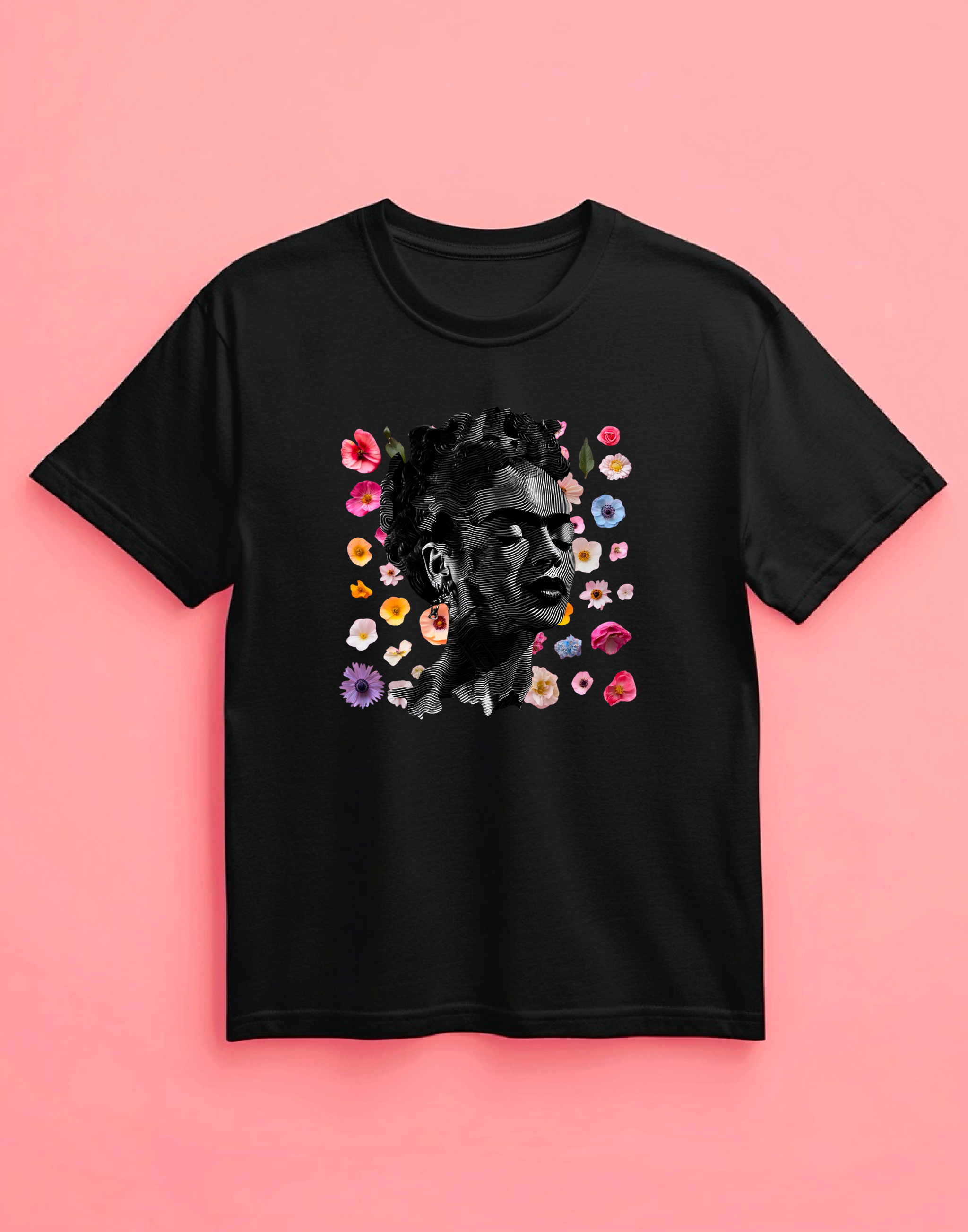 Frida Kahlo T-Shirt – Abstract Art Tee with Floral Details | Frida Fan Gift | Kahlo-Inspired Graphic Shirt | Unique Artistic T-Shirt