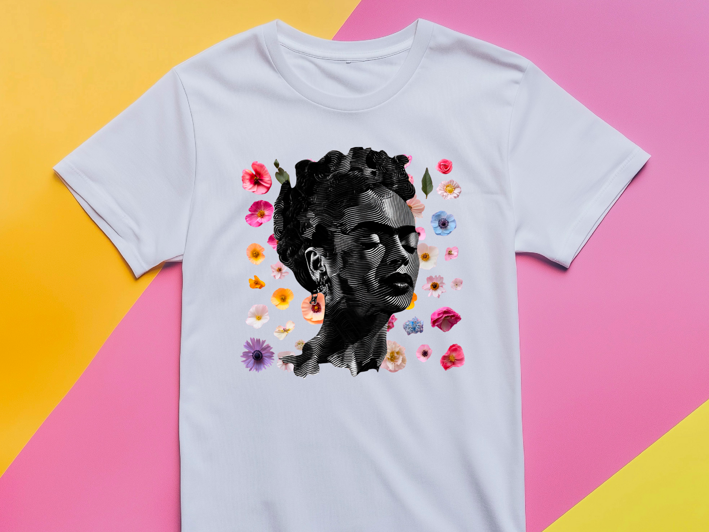 Frida Kahlo T-Shirt – Abstract Art Tee with Floral Details | Frida Fan Gift | Kahlo-Inspired Graphic Shirt | Unique Artistic T-Shirt