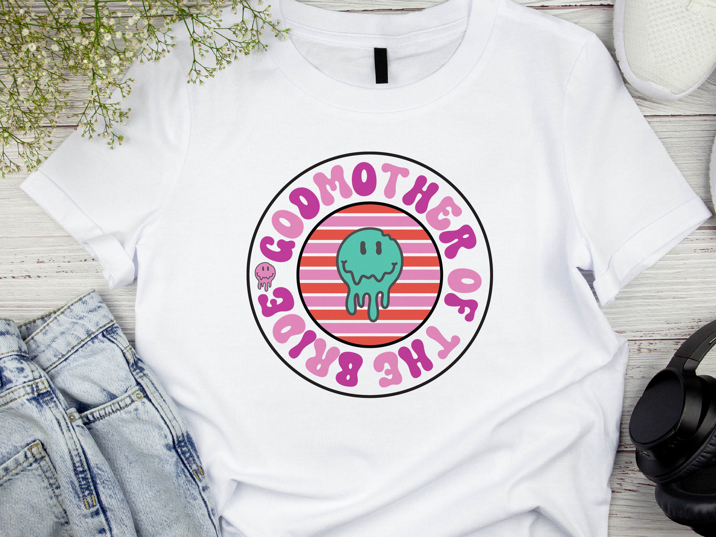 Godmother of the Bride T-Shirt – Wedding Party Tee – Bridal Crew Matching Shirt – Gift for Godmother – Bride’s Family Wedding Outfit