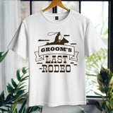 Groom’s Last Rodeo T-Shirt – Funny Stag Party Shirt for Men – Bachelor Party Tee – Western Wedding Outfit – Groomsman Gift