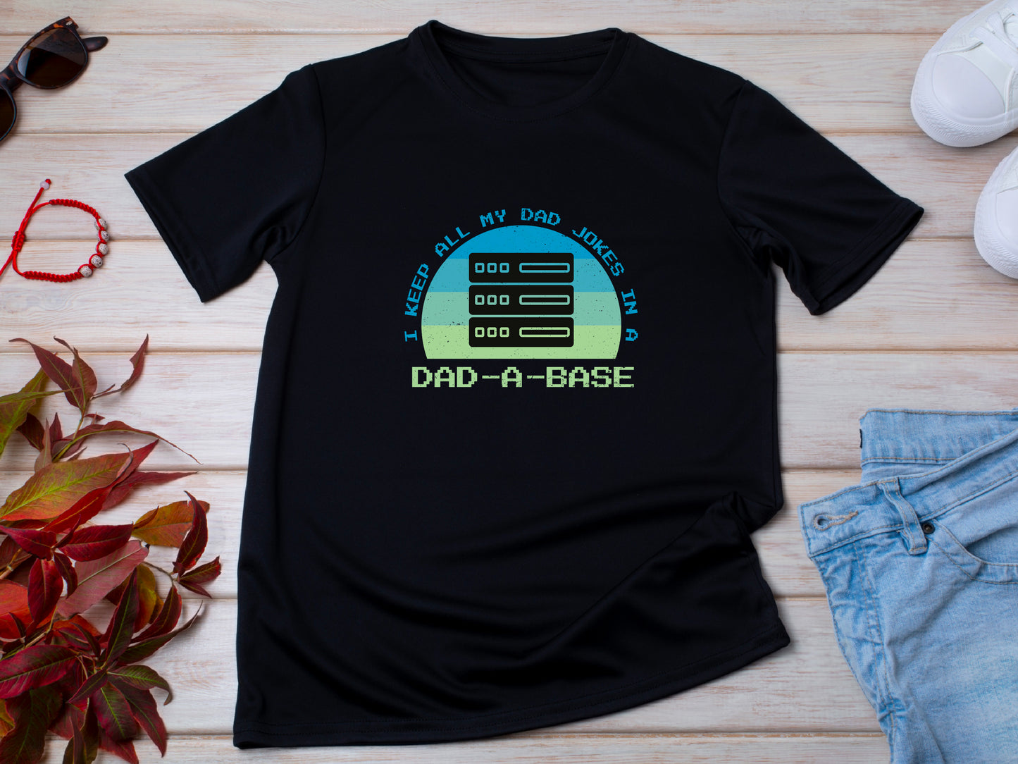 Dad-A-Base Dad Jokes T-Shirt – Funny Fathers Day Gift – Geek Dad Tee – Programmer Dad Shirt – Dad Joke Database Shirt – Gift for Him