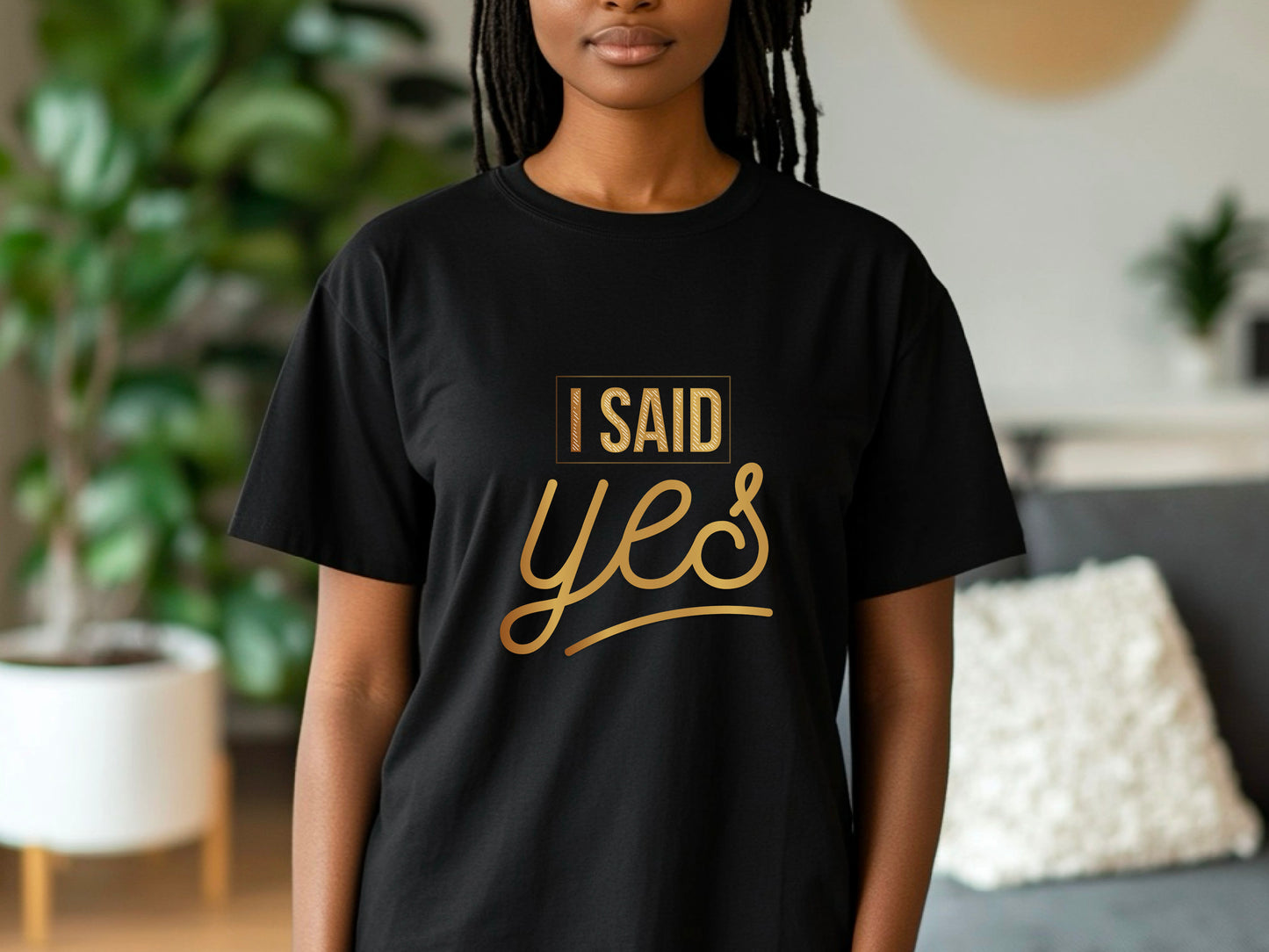 I Said Yes Gold Shirt – Engagement T-Shirt – Bride to Be Tee – Just Engaged Gift – Wedding Planning Shirt – Gold Foil Look T-Shirt