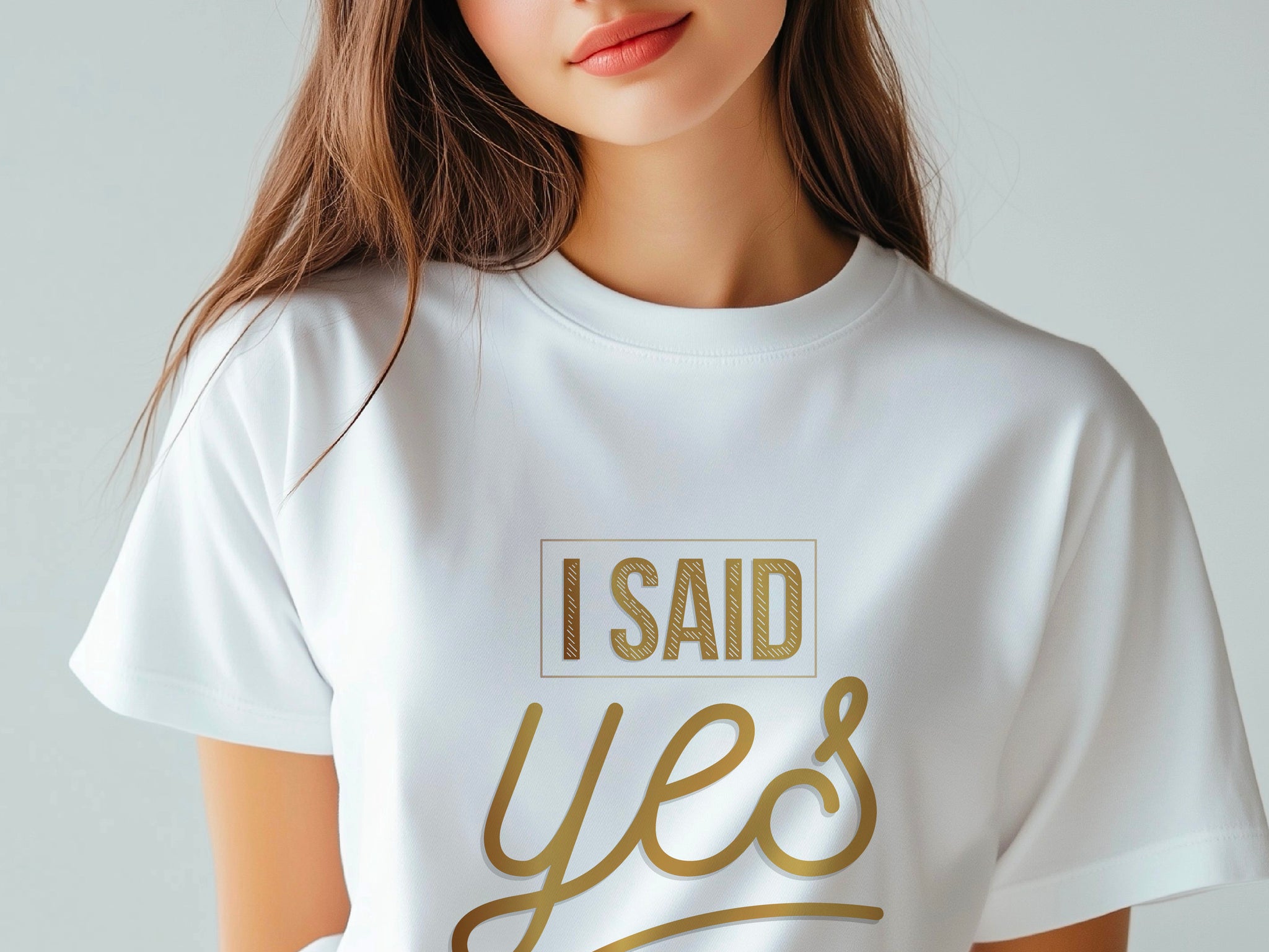 I Said Yes Gold Shirt – Engagement T-Shirt – Bride to Be Tee – Just Engaged Gift – Wedding Planning Shirt – Gold Foil Look T-Shirt
