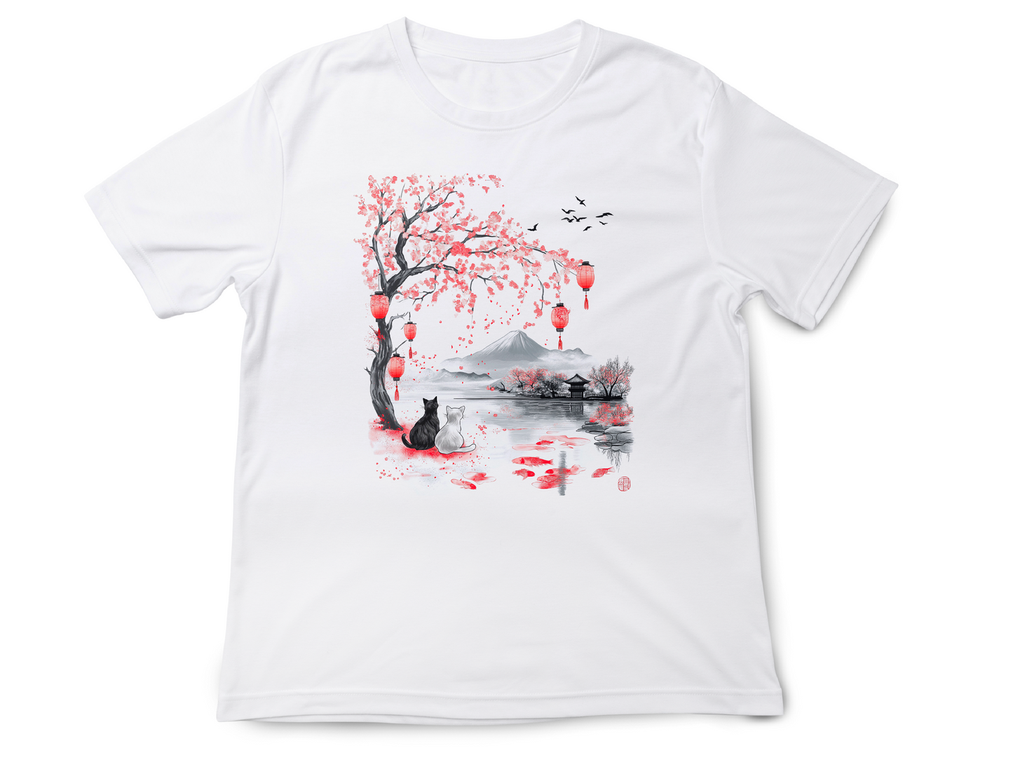 Japanese Cat Lover T-Shirt – Vintage Japanese Art with Cats and Landscapes
