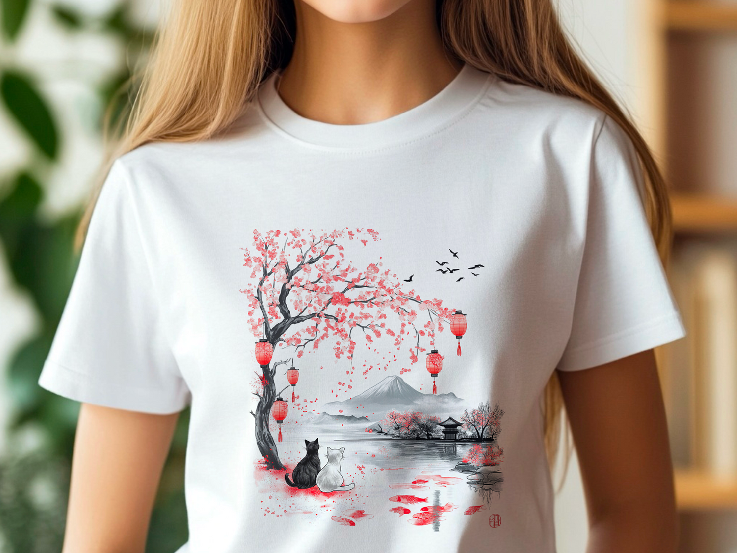 Japanese Cat Lover T-Shirt – Vintage Japanese Art with Cats and Landscapes