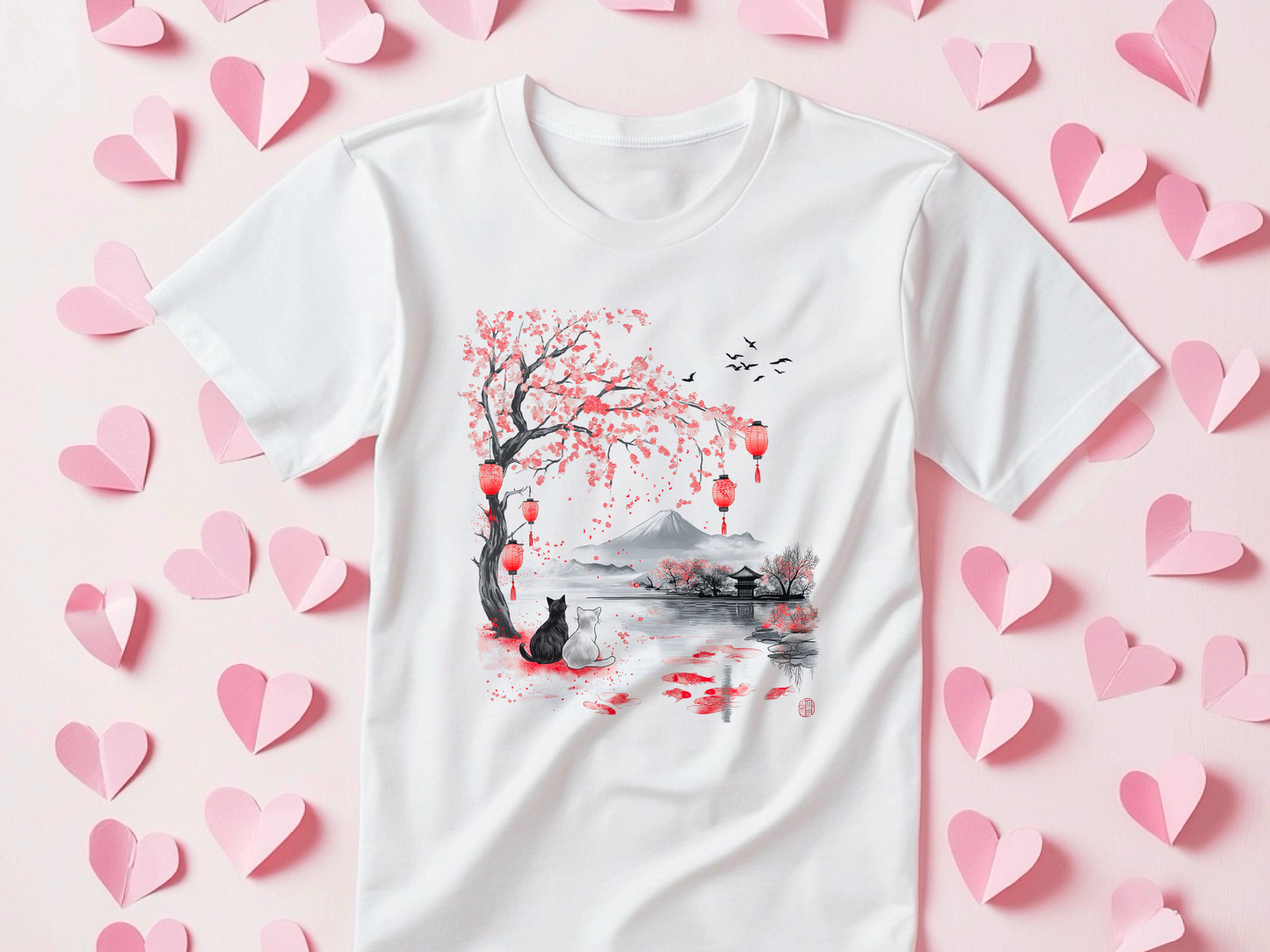 Japanese Cat Lover T-Shirt – Vintage Japanese Art with Cats and Landscapes