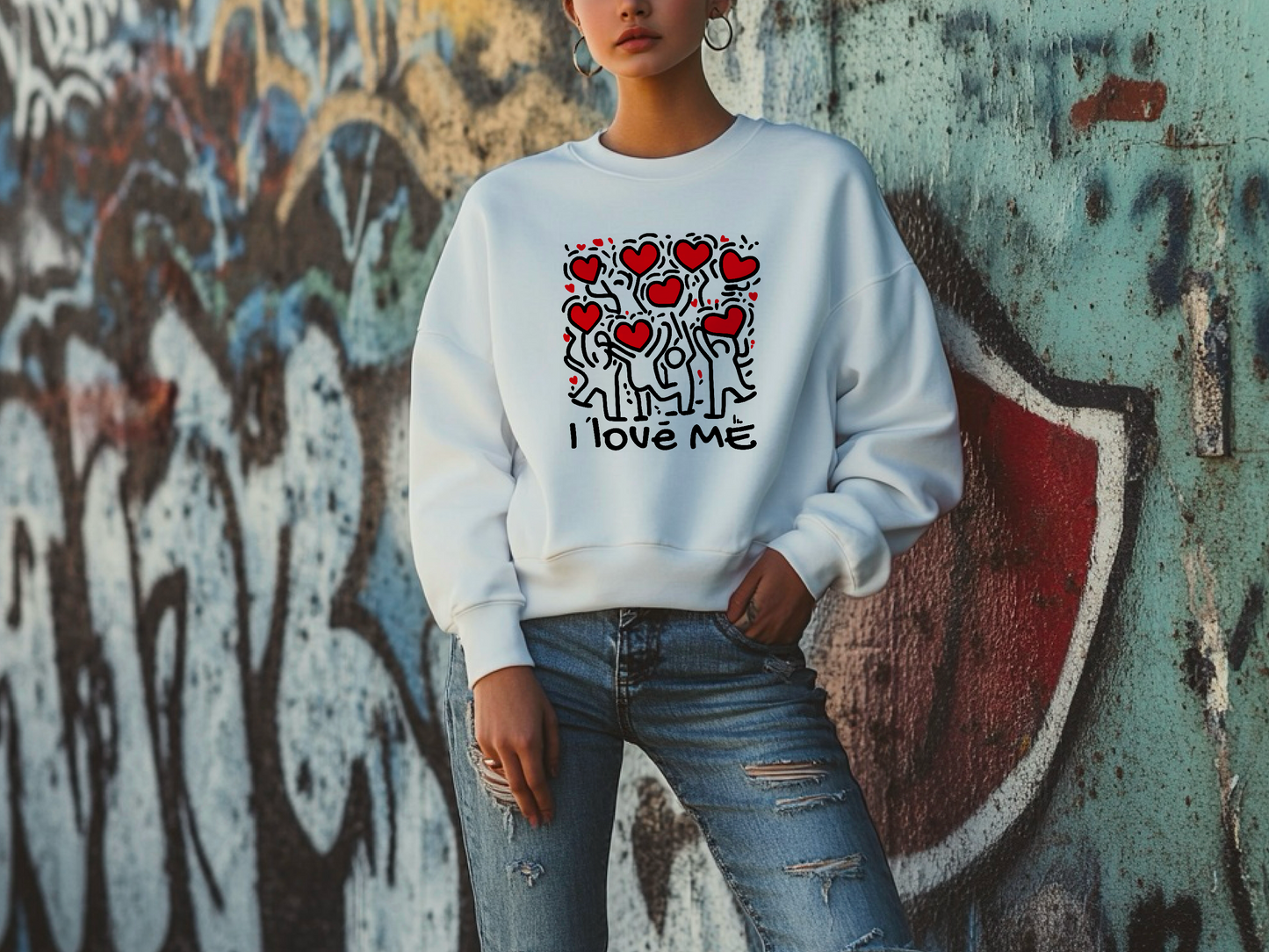 Keith Haring 'I Love Me' T-Shirt | Colorful Print, Heart Art, Valentine's Day Tee, Unisex Casual Style