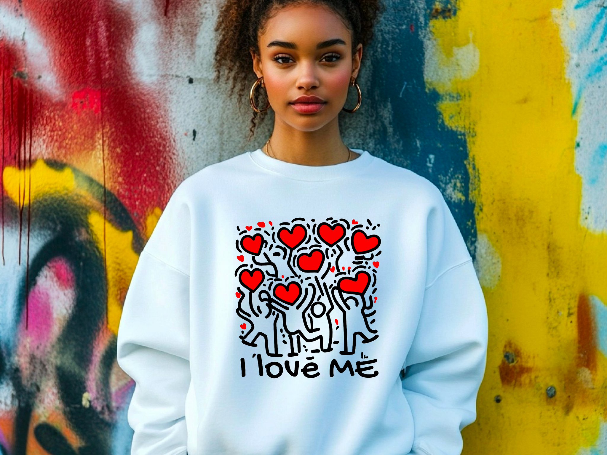 Keith Haring 'I Love Me' T-Shirt | Colorful Print, Heart Art, Valentine's Day Tee, Unisex Casual Style