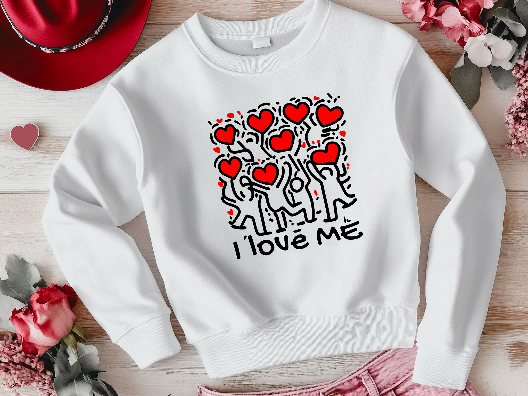 Keith Haring 'I Love Me' T-Shirt | Colorful Print, Heart Art, Valentine's Day Tee, Unisex Casual Style