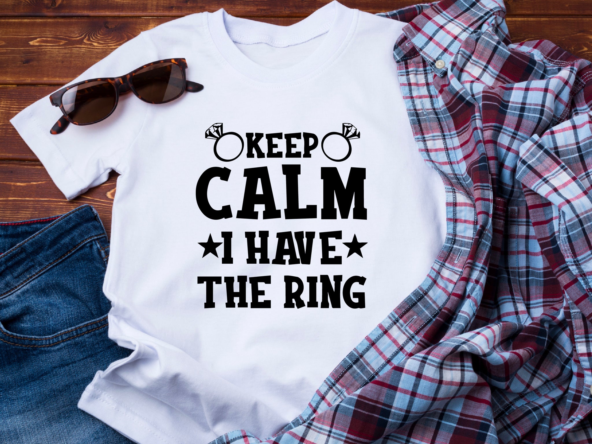 Funny Engagement Shirt – Keep Calm I Have the Ring – Bride to Be T-Shirt – Just Engaged Gift