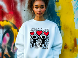 Keith Haring Clothing 'Love is for Everyone' | Colorful Keith Haring Print Sweatshirt, Heart Art, Valentine Sweatshirt, Unisex Fashion, Casual Style