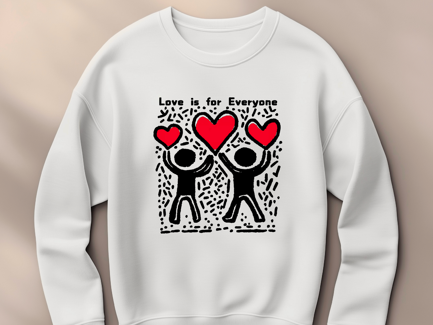 Keith Haring Clothing 'Love is for Everyone' | Colorful Keith Haring Print Sweatshirt, Heart Art, Valentine Sweatshirt, Unisex Fashion, Casual Style