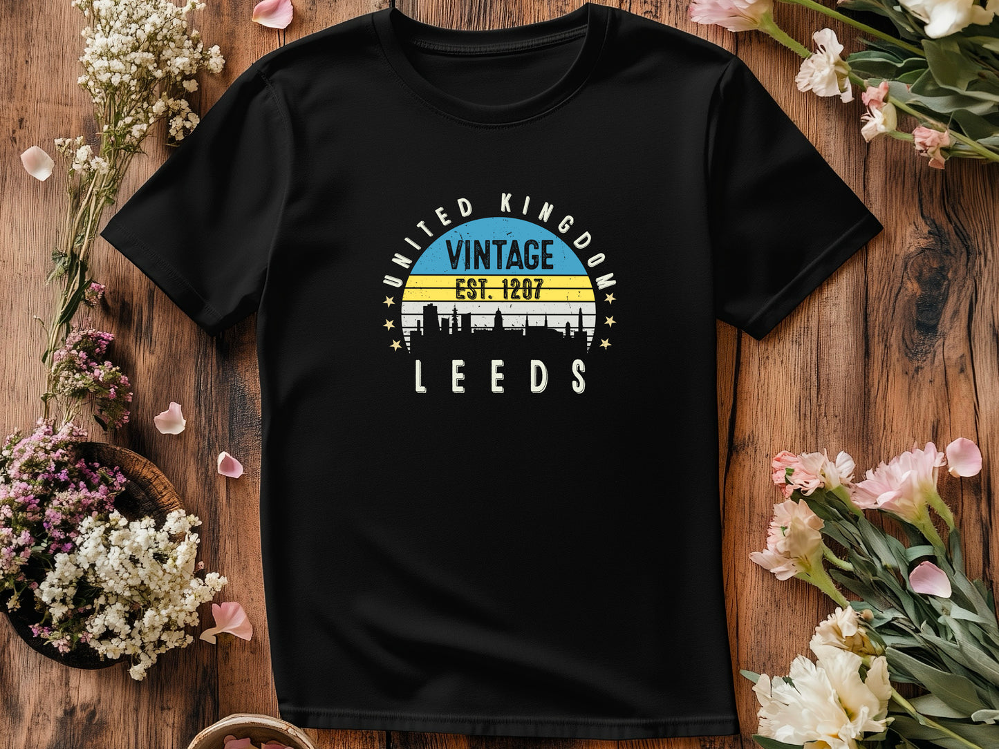 United Kingdom Leeds T-Shirt Est. 1207 | Vintage City Tee | British Heritage Shirt | England Souvenir | Retro Gift Idea