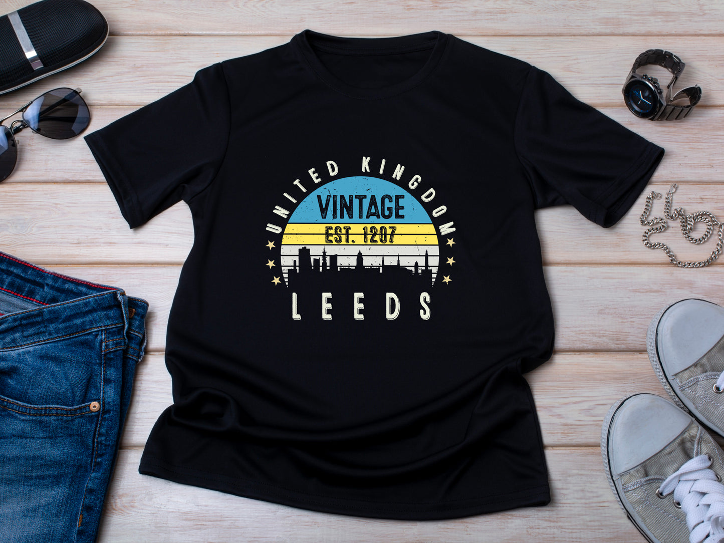 United Kingdom Leeds T-Shirt Est. 1207 | Vintage City Tee | British Heritage Shirt | England Souvenir | Retro Gift Idea