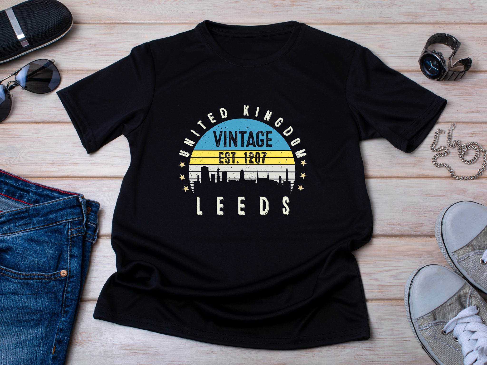 United Kingdom Leeds T-Shirt Est. 1207 | Vintage City Tee | British Heritage Shirt | England Souvenir | Retro Gift Idea
