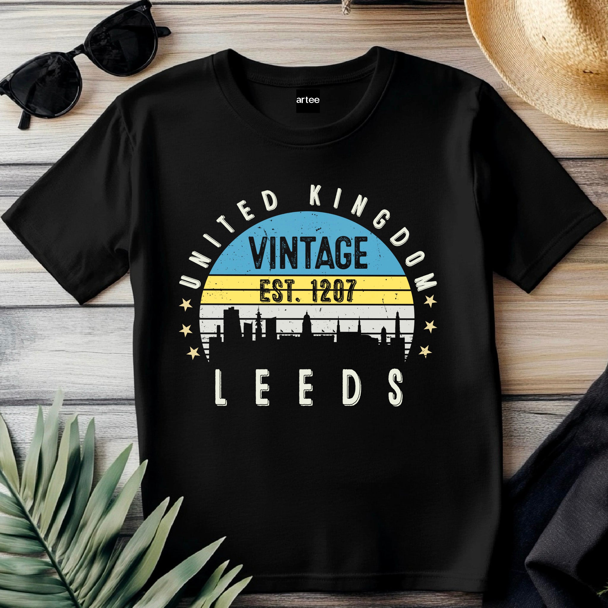 United Kingdom Leeds T-Shirt Est. 1207 | Vintage City Tee | British Heritage Shirt | England Souvenir | Retro Gift Idea