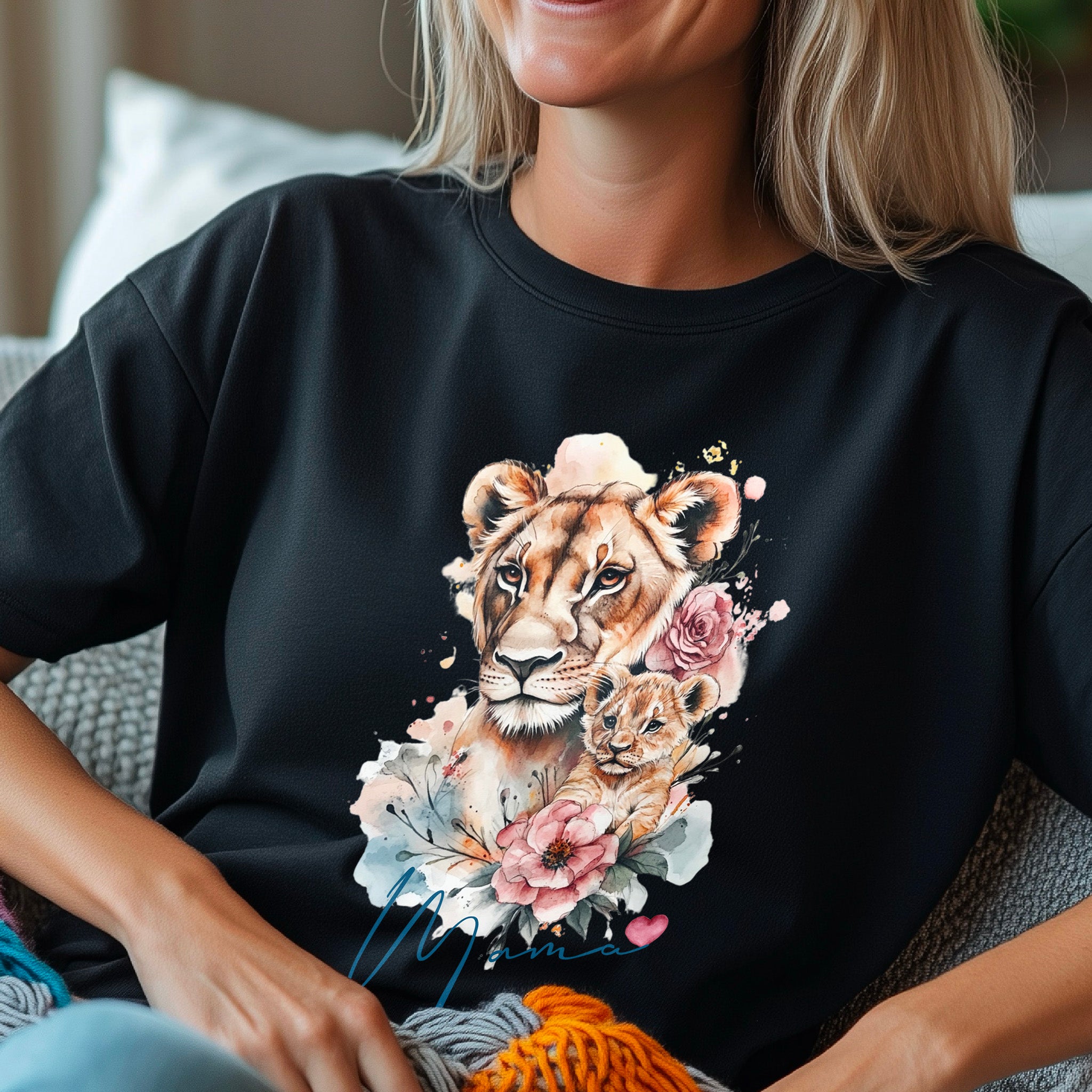Mama lion watercolour T-shirt, lion and lioness shirt Tshirt, Mothers Day Shirt