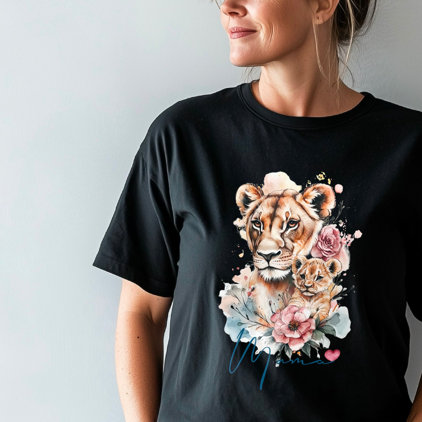 Mama lion watercolour T-shirt, lion and lioness shirt Tshirt, Mothers Day Shirt
