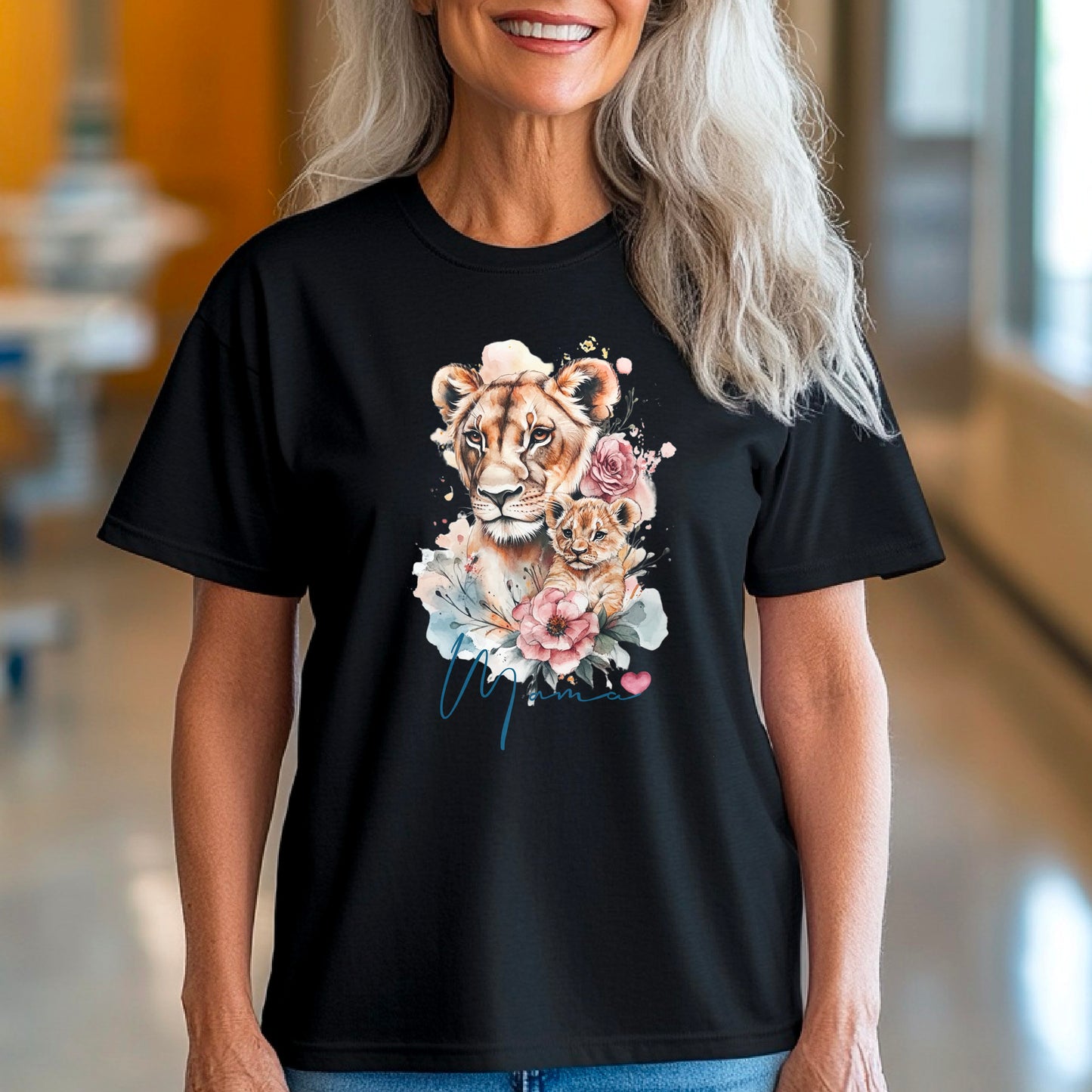 Mama lion watercolour T-shirt, lion and lioness shirt Tshirt, Mothers Day Shirt