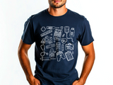 Farbenfrohes T-Shirt mit medizinischem Doodle-Print – stylische und lustige Kleidung zum Thema Gesundheit