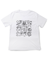 Farbenfrohes T-Shirt mit medizinischem Doodle-Print – stylische und lustige Kleidung zum Thema Gesundheit