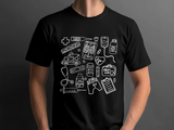 Farbenfrohes T-Shirt mit medizinischem Doodle-Print – stylische und lustige Kleidung zum Thema Gesundheit