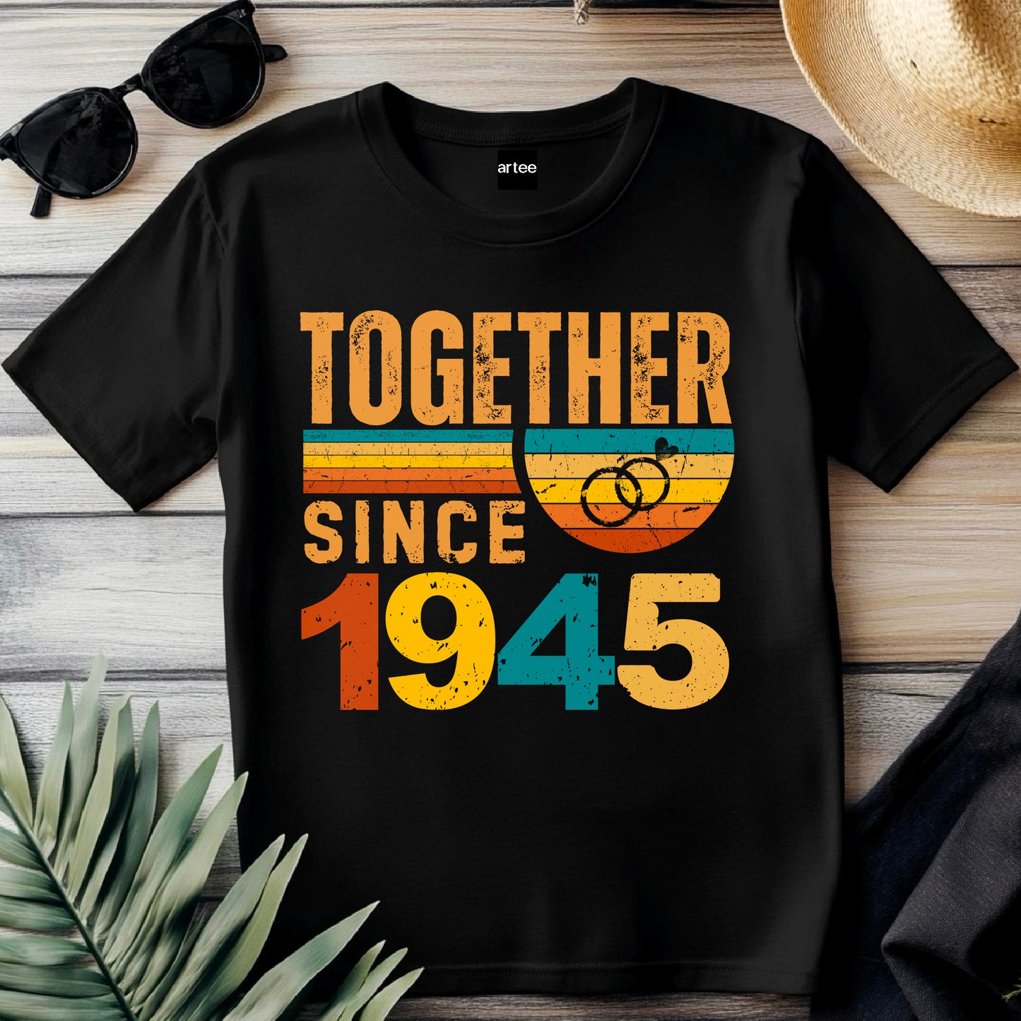 Together Since 1945 Shirt – Custom Anniversary T-Shirt – Husband Wife Matching Tee – Vintage Style Couple Gift – Est 1945 Love Shirt