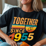 Rings Together Since 1955 Shirt – Vintage Anniversary T-Shirt – Unisex Couple Tee – Husband Wife Matching Shirt – Est 1955 Love Gift