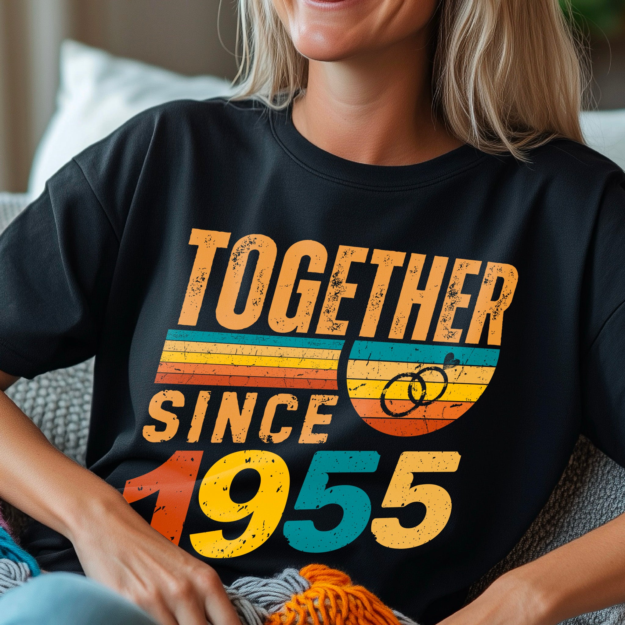 Rings Together Since 1955 Shirt – Vintage Anniversary T-Shirt – Unisex Couple Tee – Husband Wife Matching Shirt – Est 1955 Love Gift