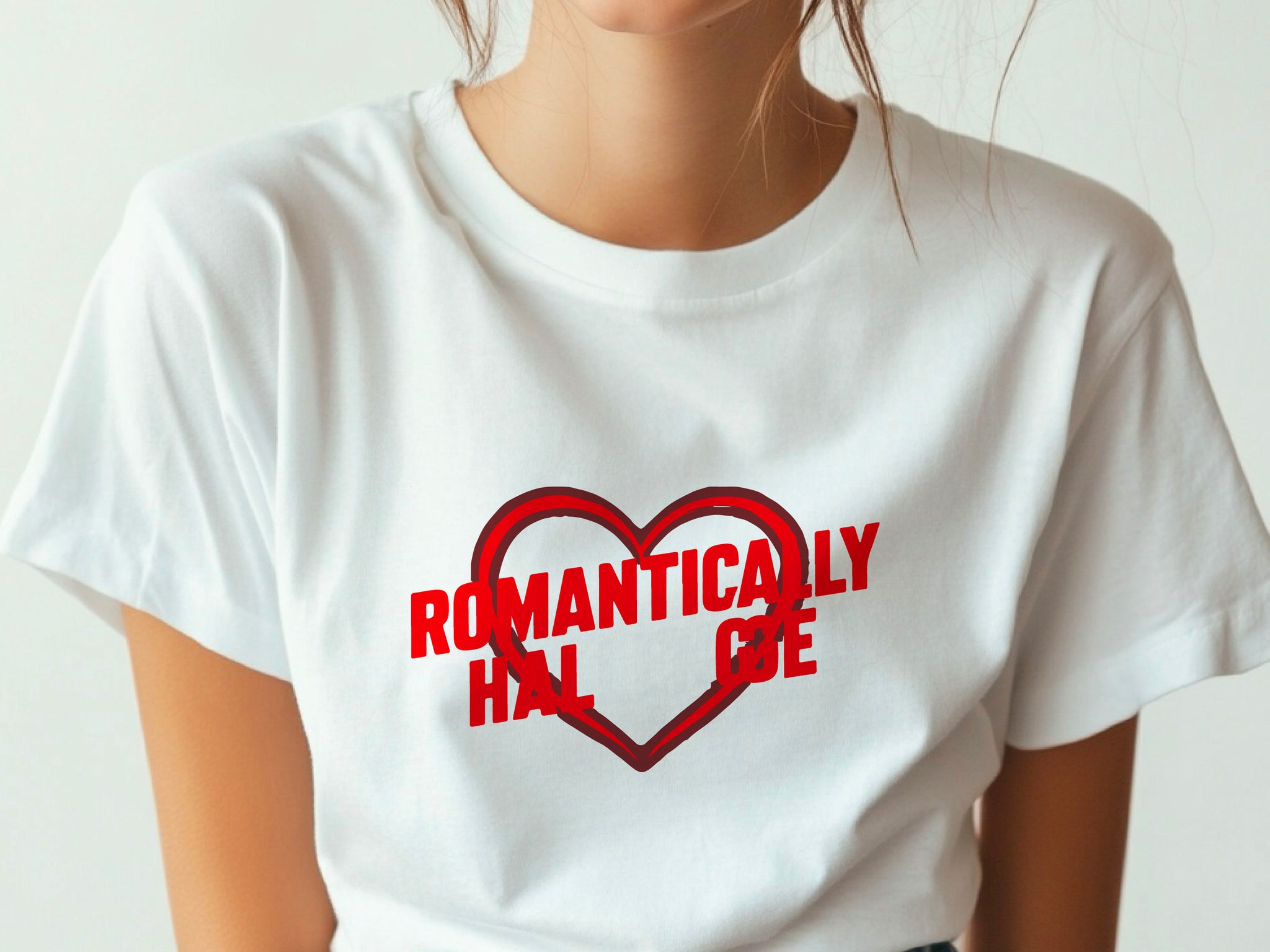 Romantically Challenged T-Shirt – Funny Wedding Shirt – Red Heart Tee – Anti-Romance Shirt – Bachelorette Party Humor Gift