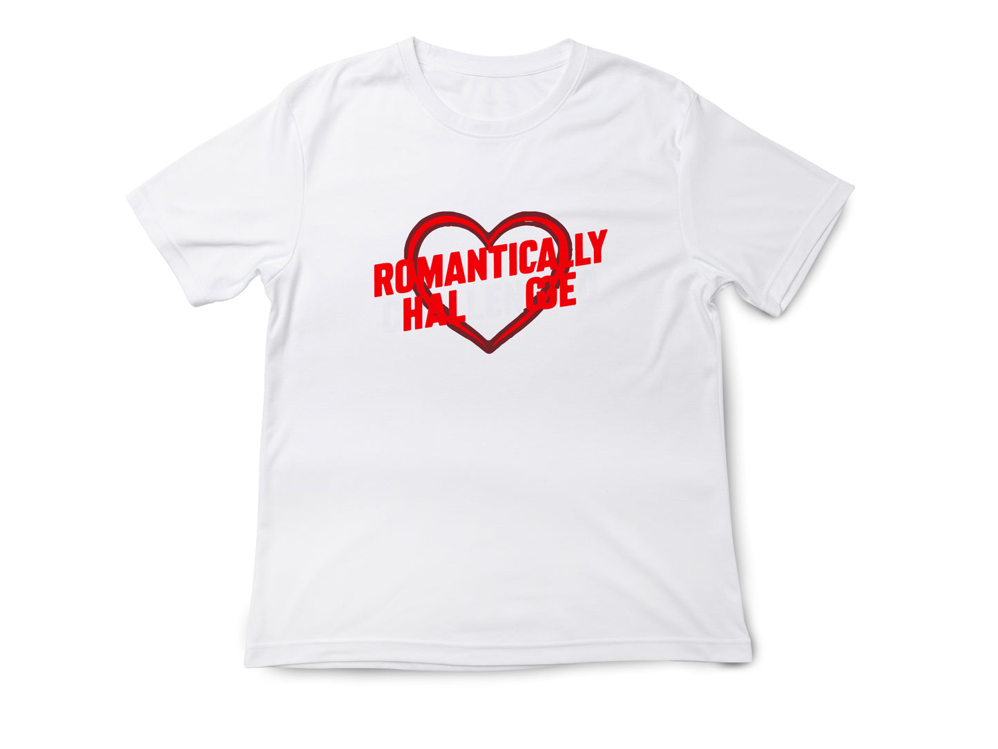 Romantically Challenged T-Shirt – Funny Wedding Shirt – Red Heart Tee – Anti-Romance Shirt – Bachelorette Party Humor Gift