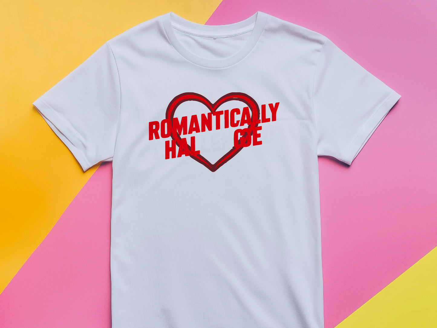 Romantically Challenged T-Shirt – Funny Wedding Shirt – Red Heart Tee – Anti-Romance Shirt – Bachelorette Party Humor Gift