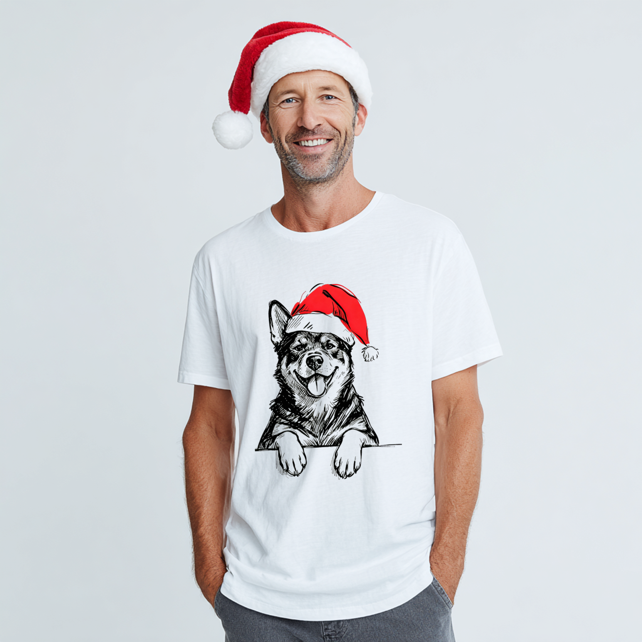 Rottweiler Christmas T-Shirt – Festive Santa Dog Tee for Rottie Lovers