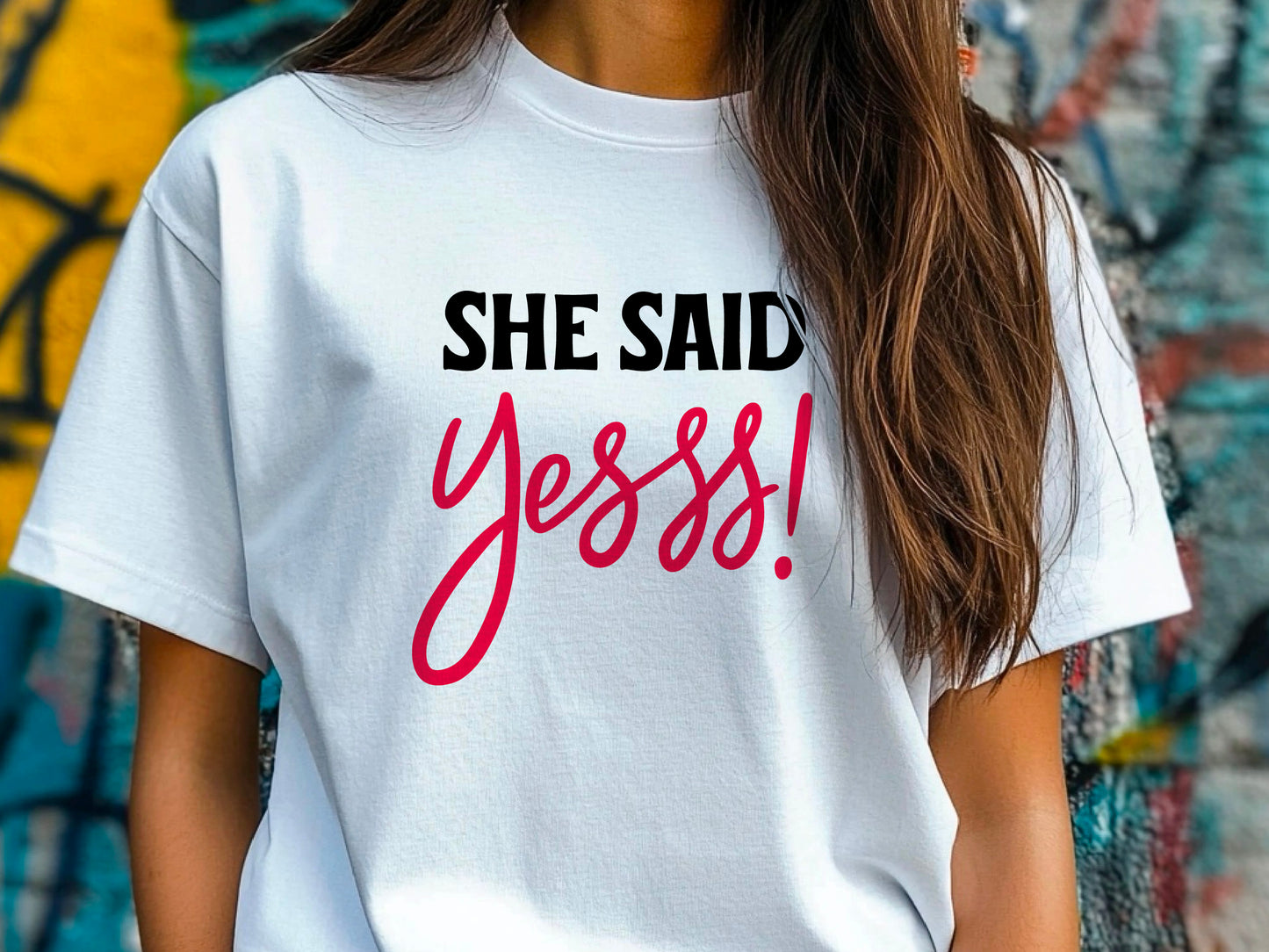 She Said Yees T-Shirt – Funny Engagement Shirt – Bride to Be Tee – Wedding Party Shirt – Bachelorette Gift Idea