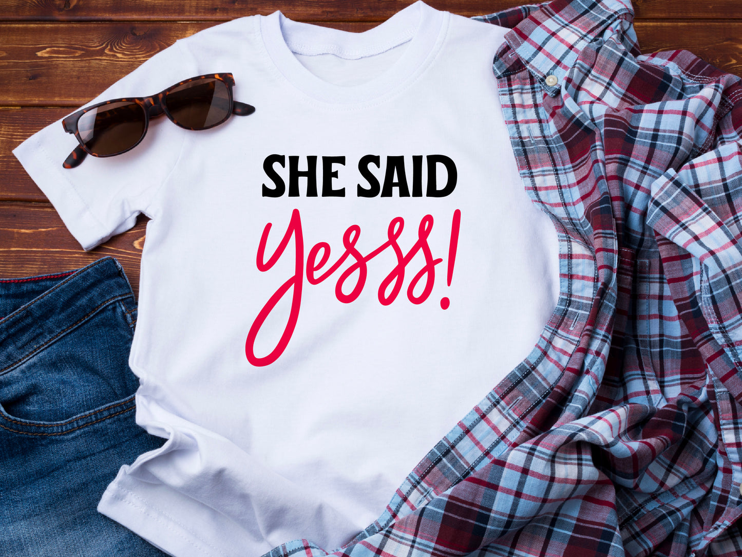 She Said Yees T-Shirt – Funny Engagement Shirt – Bride to Be Tee – Wedding Party Shirt – Bachelorette Gift Idea