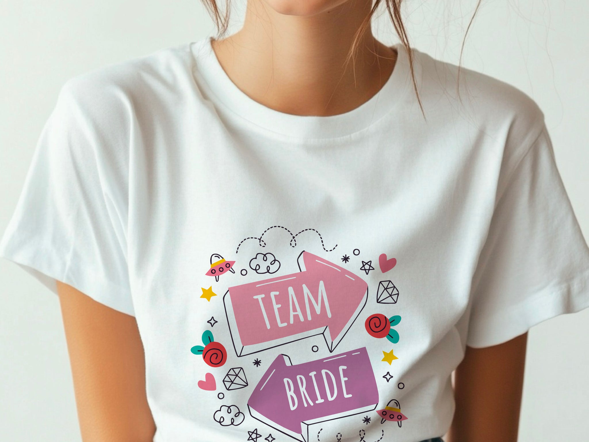 Team Bride Shirt with Arrows – Wedding Party T-Shirt – Bachelorette Party Tee – Matching Bridal Squad Shirt – Bride Tribe Outfit