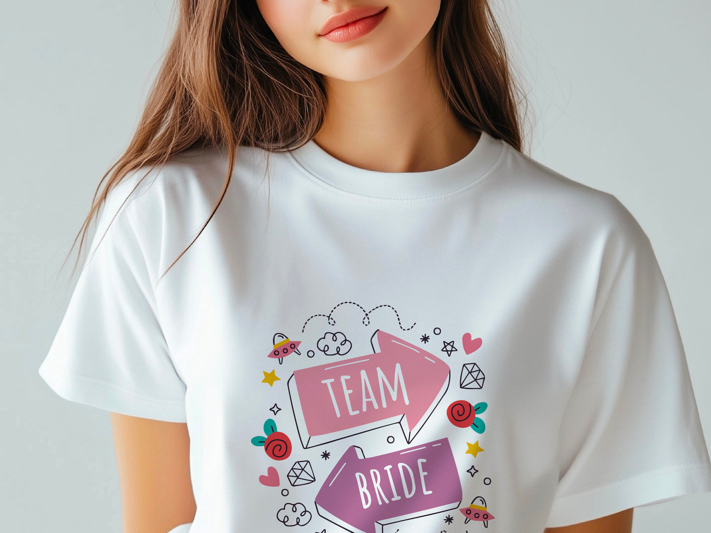 Team Bride Shirt with Arrows – Wedding Party T-Shirt – Bachelorette Party Tee – Matching Bridal Squad Shirt – Bride Tribe Outfit