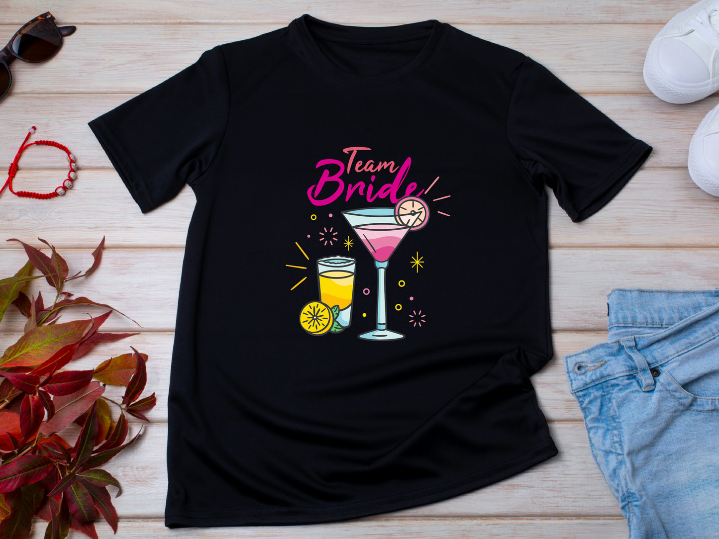 Team Bride Shirt – Cocktail Bachelorette Party Tee – Matching Bridal Party Shirt – Wedding Squad T-Shirt