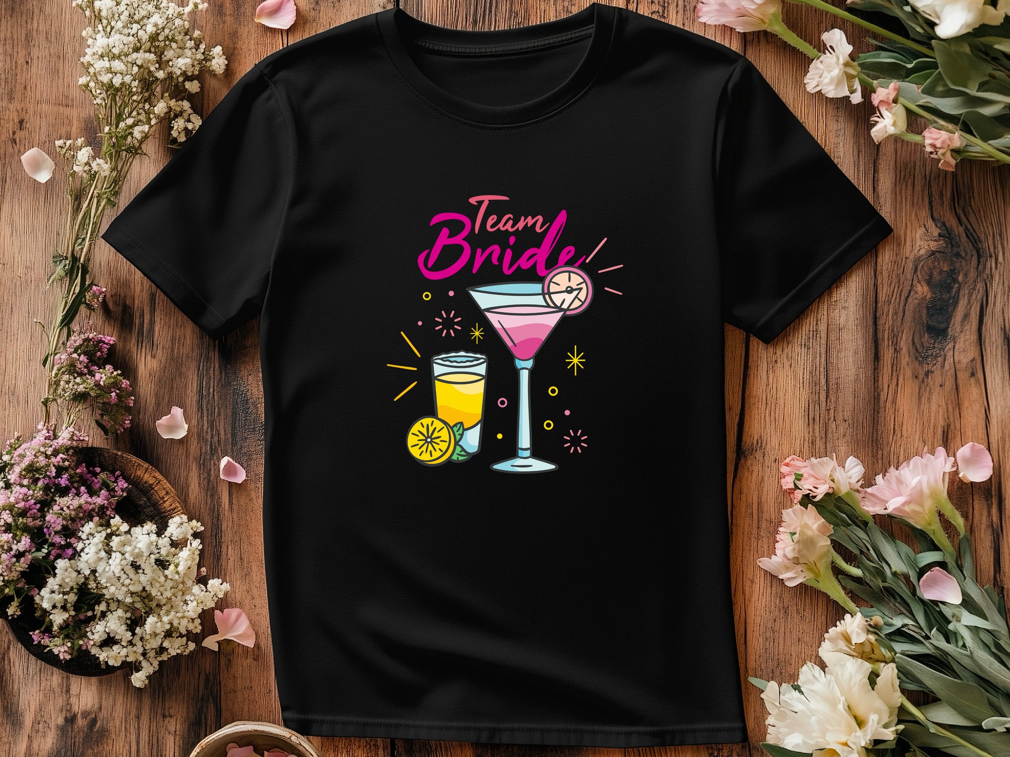 Team Bride Shirt – Cocktail Bachelorette Party Tee – Matching Bridal Party Shirt – Wedding Squad T-Shirt