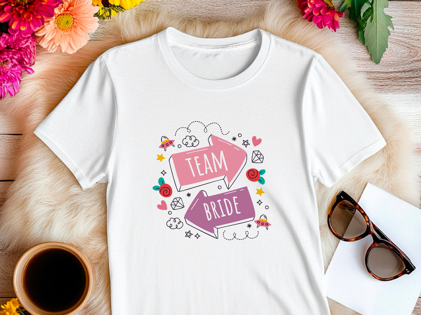 Team Bride Shirt with Arrows – Wedding Party T-Shirt – Bachelorette Party Tee – Matching Bridal Squad Shirt – Bride Tribe Outfit