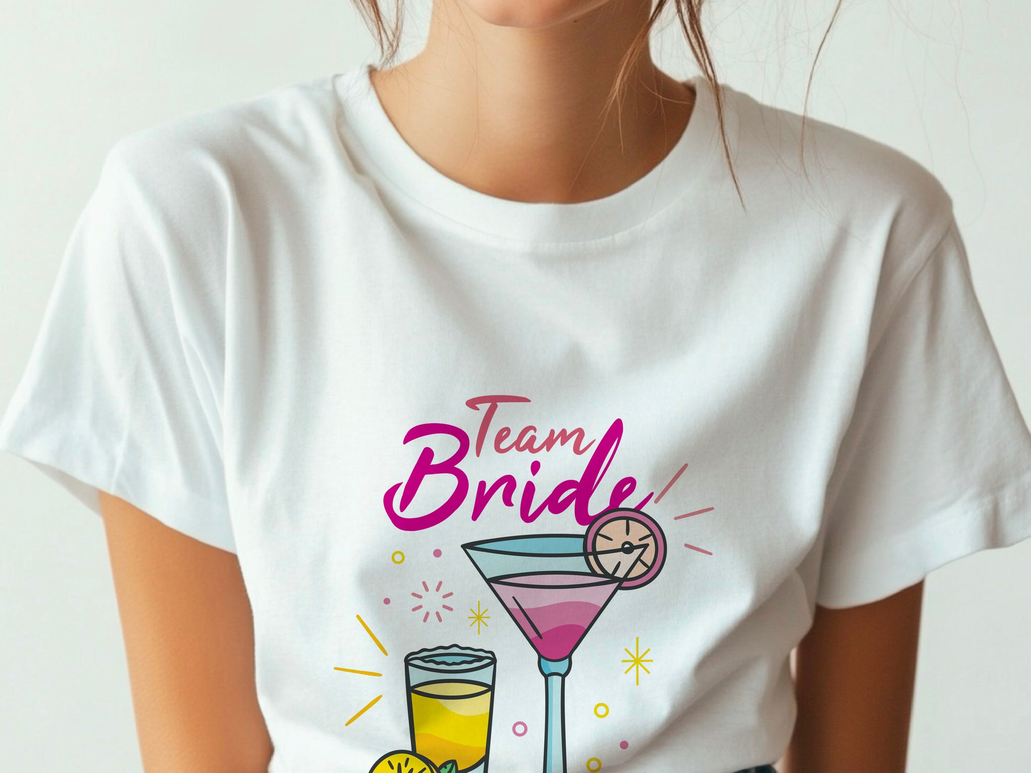 Team Bride Shirt – Cocktail Bachelorette Party Tee – Matching Bridal Party Shirt – Wedding Squad T-Shirt