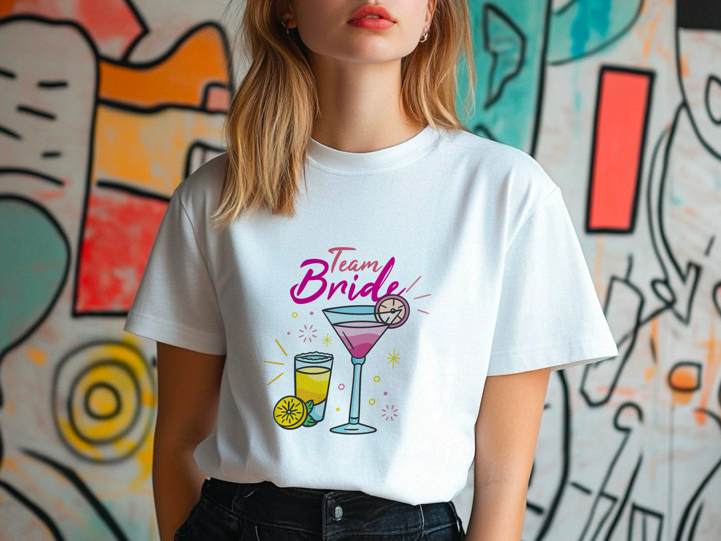 Team Bride Shirt – Cocktail Bachelorette Party Tee – Matching Bridal Party Shirt – Wedding Squad T-Shirt