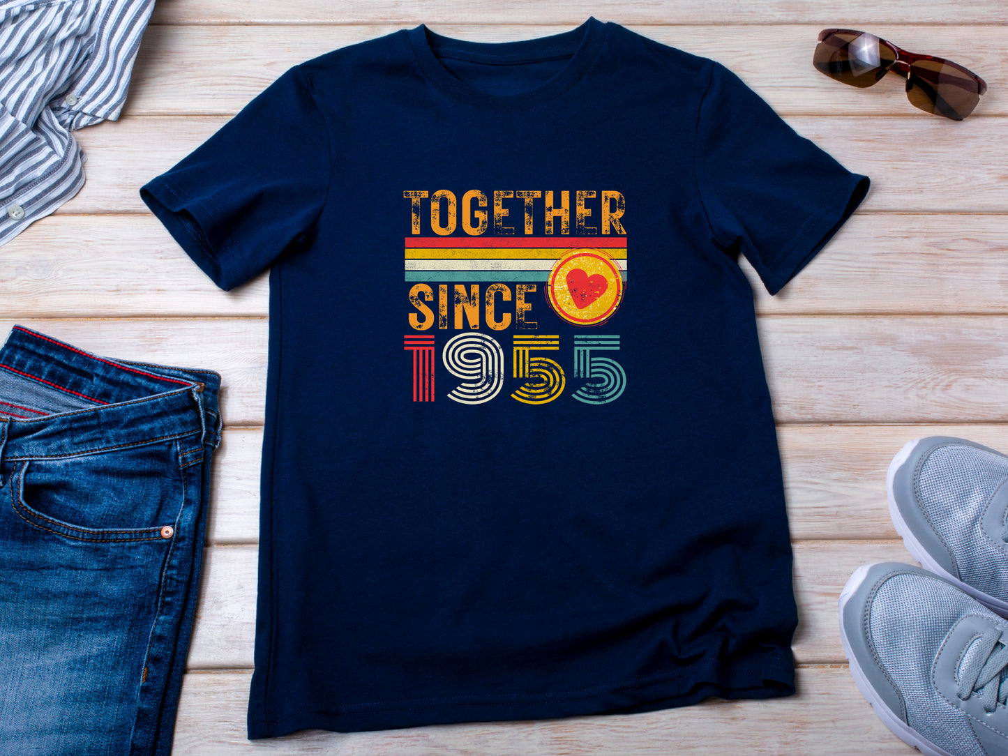 Customise Anniversary Tee 1955, Together Since T-Shirt, Couple Gift, Wedding Anniversary Shirt, Unisex Love Tee