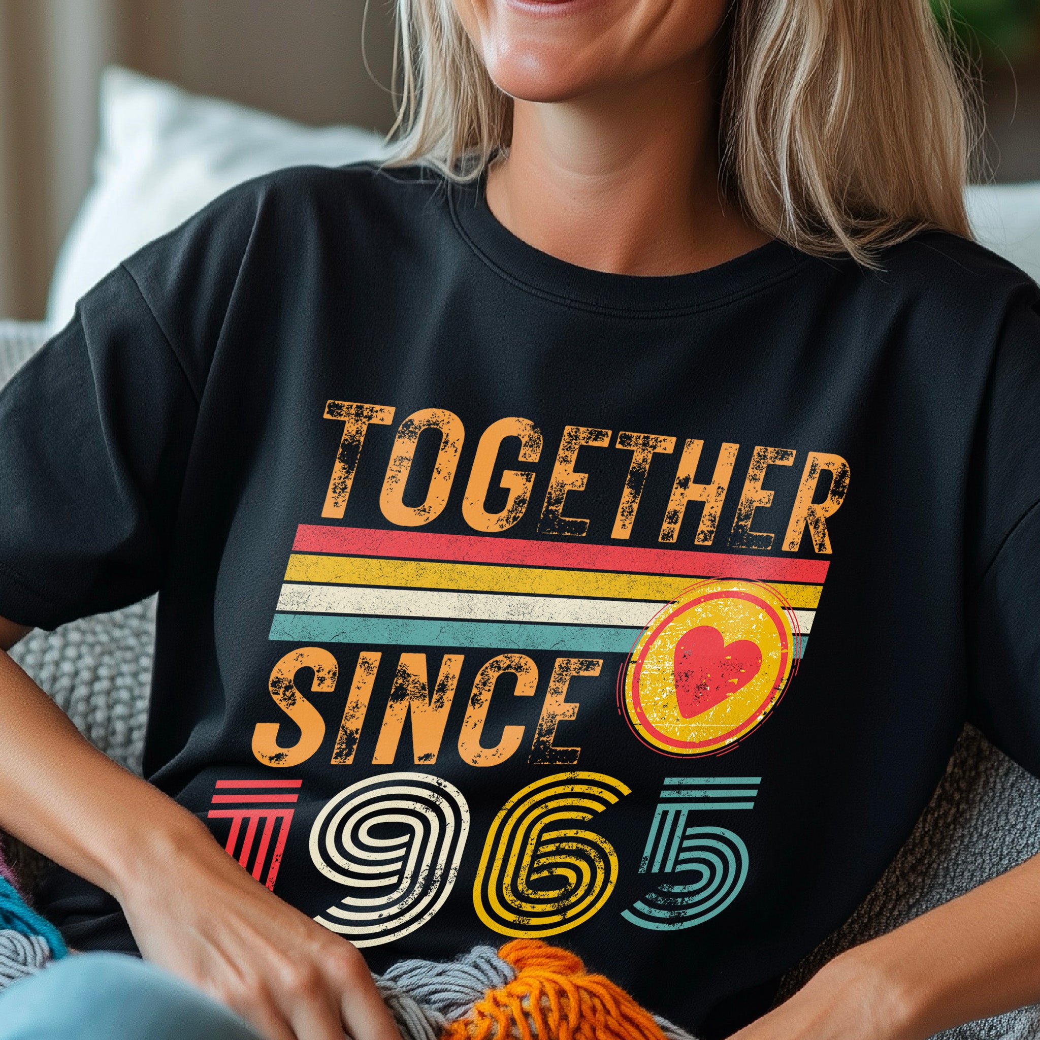 60th Anniversary Couple Shirt, Together Since 1965 Tee, Matching Husband Wife Gift, Est. 1965 Love Rings T-Shirt